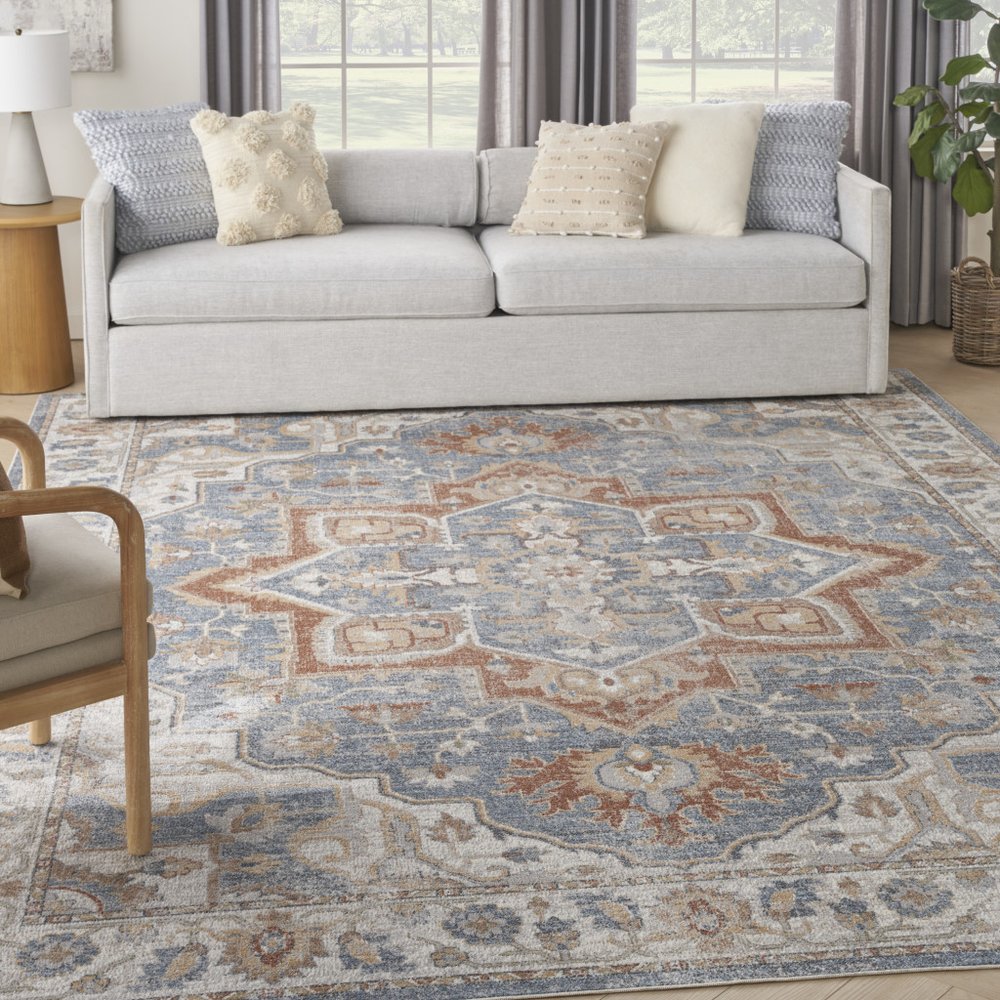 9' X 12' Gray Oriental Power Loom Area Rug