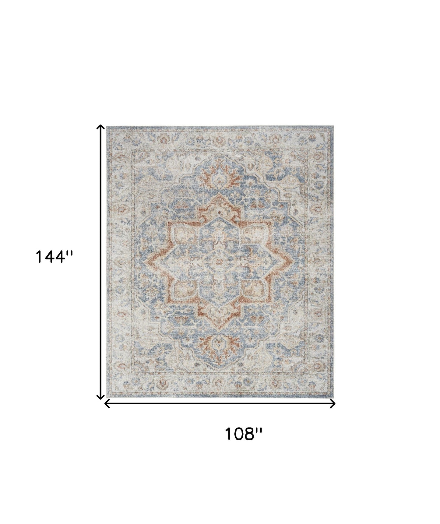 9' X 12' Gray Oriental Power Loom Area Rug