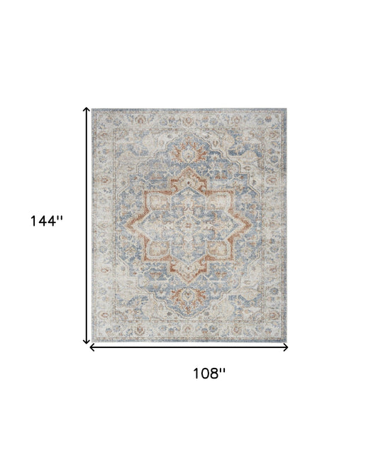 9' X 12' Gray Oriental Power Loom Area Rug