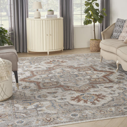 9' X 12' Gray Oriental Power Loom Area Rug