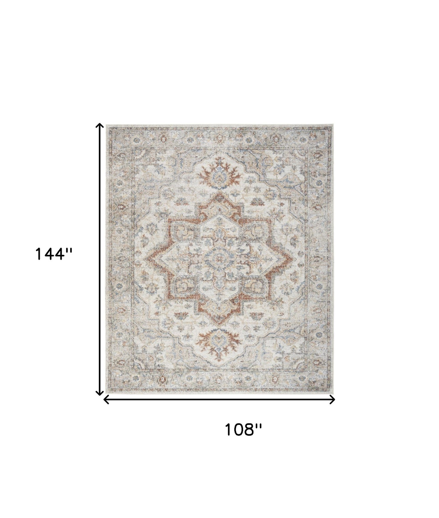 9' X 12' Gray Oriental Power Loom Area Rug