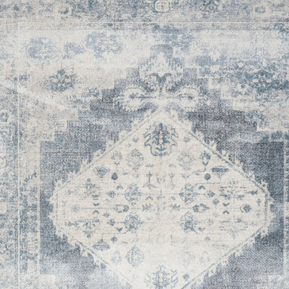 10' Blue Oriental Power Loom Distressed Washable Runner Rug