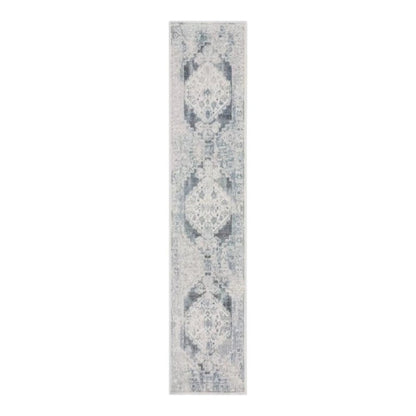 8' Blue Oriental Power Loom Distressed Washable Runner Rug
