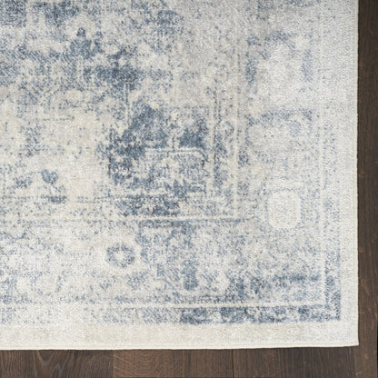 7' X 9' Blue Oriental Power Loom Distressed Washable Area Rug