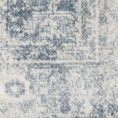 7' X 9' Blue Oriental Power Loom Distressed Washable Area Rug