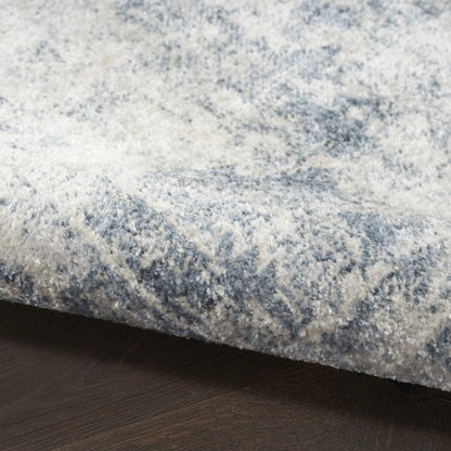 7' X 9' Blue Oriental Power Loom Distressed Washable Area Rug