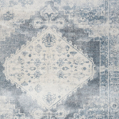 12' Blue Oriental Power Loom Distressed Washable Runner Rug