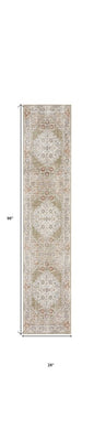 8' Sage Oriental Power Loom Distressed Washable Runner Rug