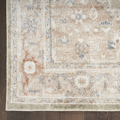 8' Sage Oriental Power Loom Distressed Washable Runner Rug