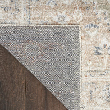 5' X 7' Sage Oriental Power Loom Distressed Washable Area Rug