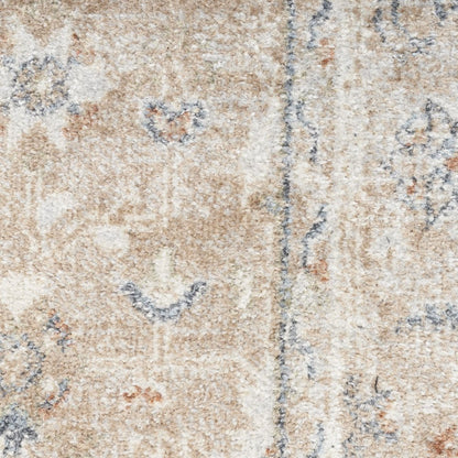 5' X 7' Sage Oriental Power Loom Distressed Washable Area Rug