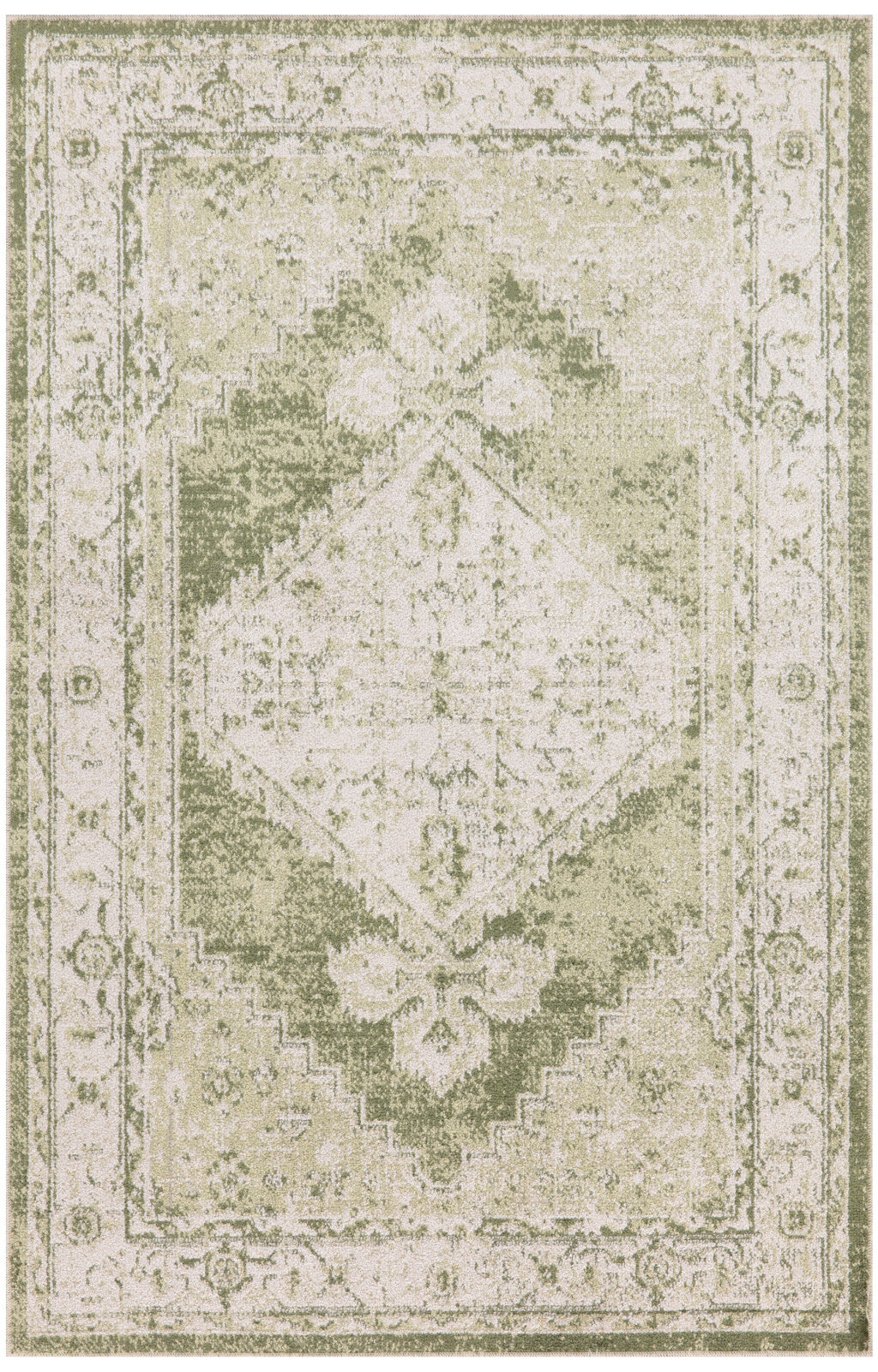 8' X 10' Sage Oriental Power Loom Distressed Washable Area Rug