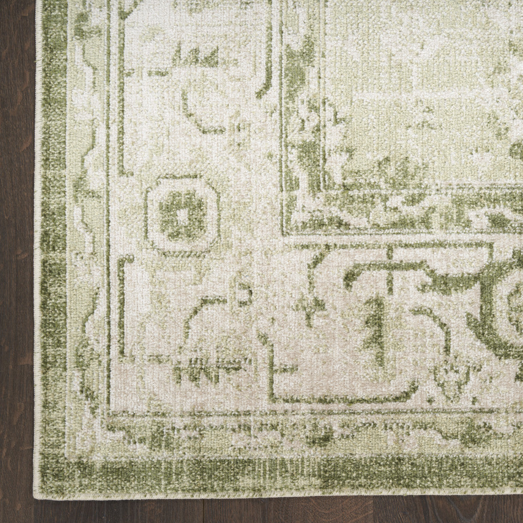 8' X 10' Sage Oriental Power Loom Distressed Washable Area Rug