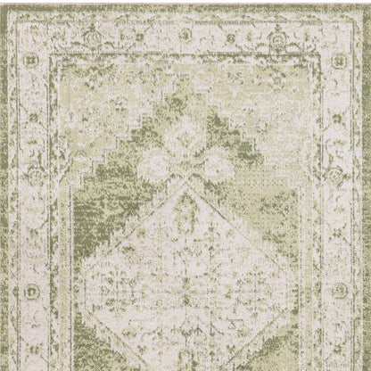 8' X 10' Sage Oriental Power Loom Distressed Washable Area Rug