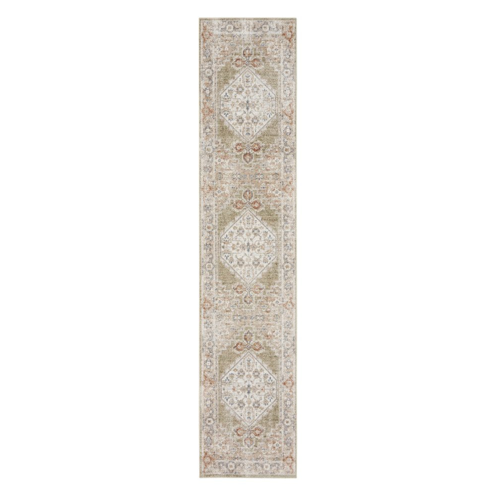 10' Sage Oriental Power Loom Distressed Washable Runner Rug