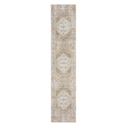 10' Sage Oriental Power Loom Distressed Washable Runner Rug