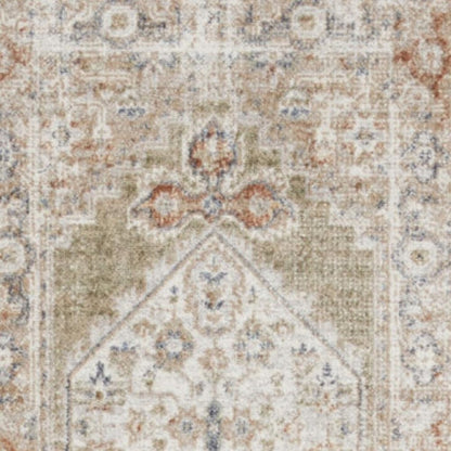 10' Sage Oriental Power Loom Distressed Washable Runner Rug