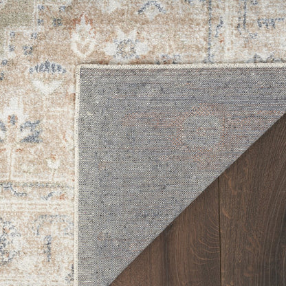 7' X 9' Sage Oriental Power Loom Distressed Washable Area Rug