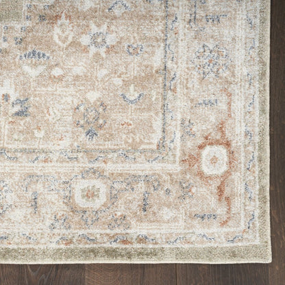 7' X 9' Sage Oriental Power Loom Distressed Washable Area Rug