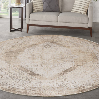 7' X 9' Sage Oriental Power Loom Distressed Washable Area Rug