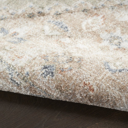 7' X 9' Sage Oriental Power Loom Distressed Washable Area Rug