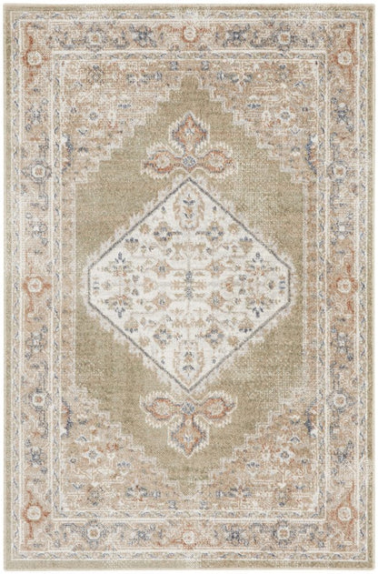 3' X 5' Sage Oriental Power Loom Distressed Washable Area Rug