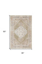 3' X 5' Sage Oriental Power Loom Distressed Washable Area Rug