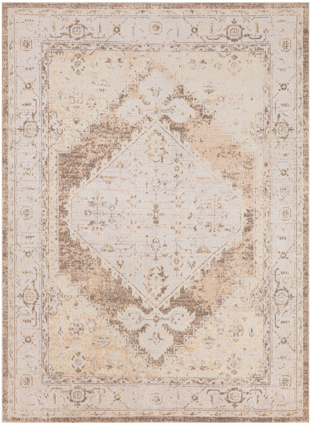 3' X 5' Sage Oriental Power Loom Distressed Washable Area Rug