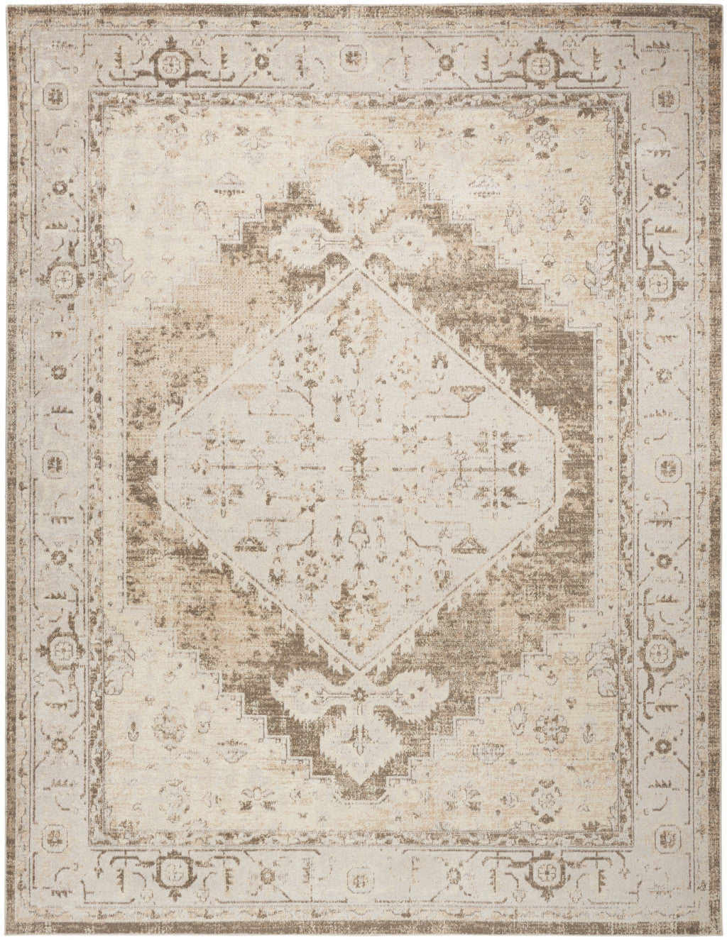 4' X 6' Sage Oriental Power Loom Distressed Washable Area Rug