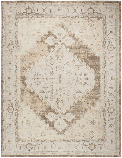 4' X 6' Sage Oriental Power Loom Distressed Washable Area Rug