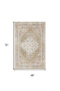 4' X 6' Sage Oriental Power Loom Distressed Washable Area Rug