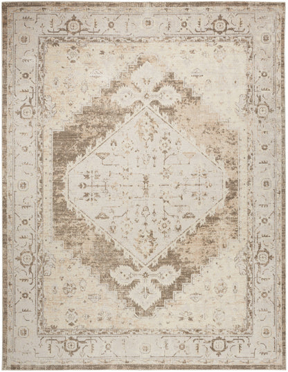 4' X 6' Sage Oriental Power Loom Distressed Washable Area Rug