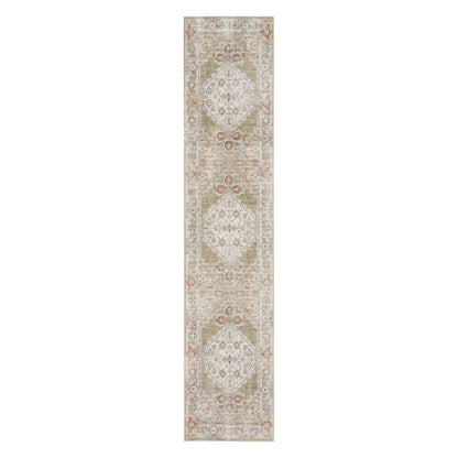 12' Sage Oriental Power Loom Distressed Washable Runner Rug
