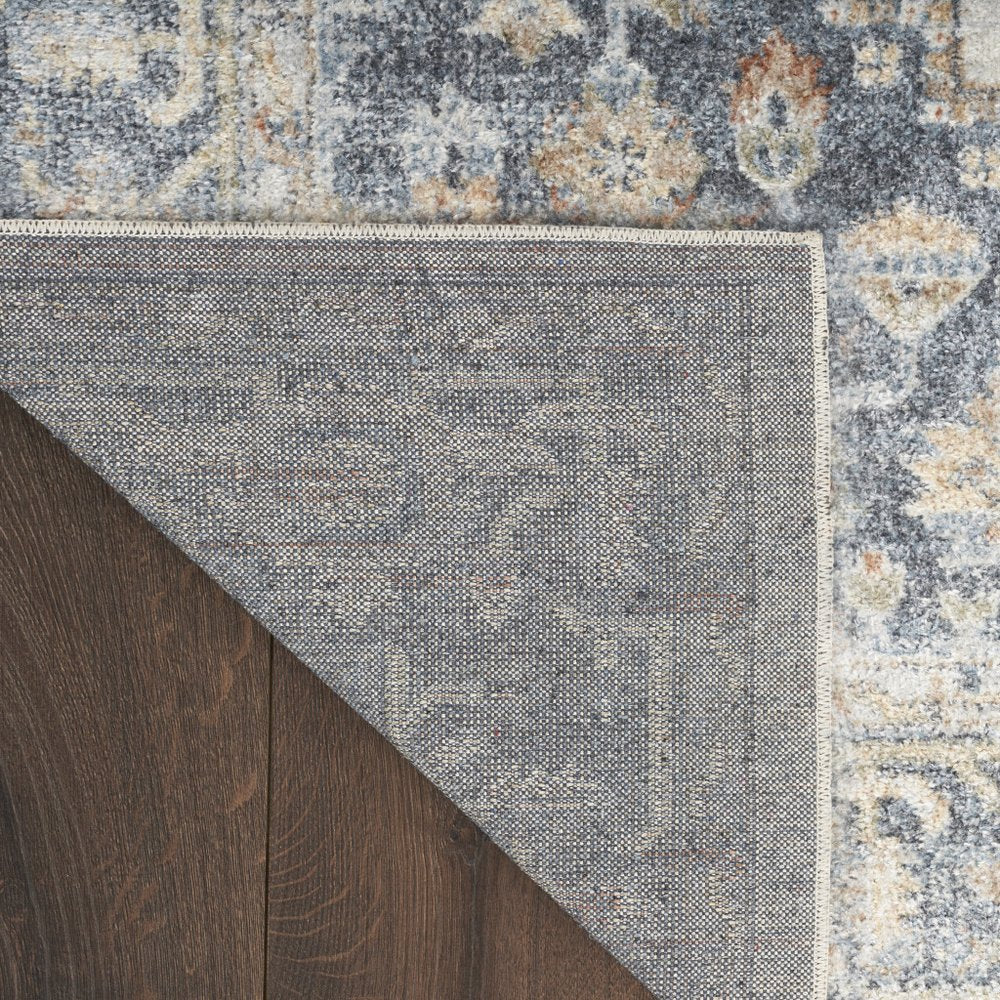 5' X 7' Gray Oriental Power Loom Distressed Washable Area Rug
