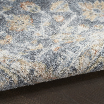 5' X 7' Gray Oriental Power Loom Distressed Washable Area Rug
