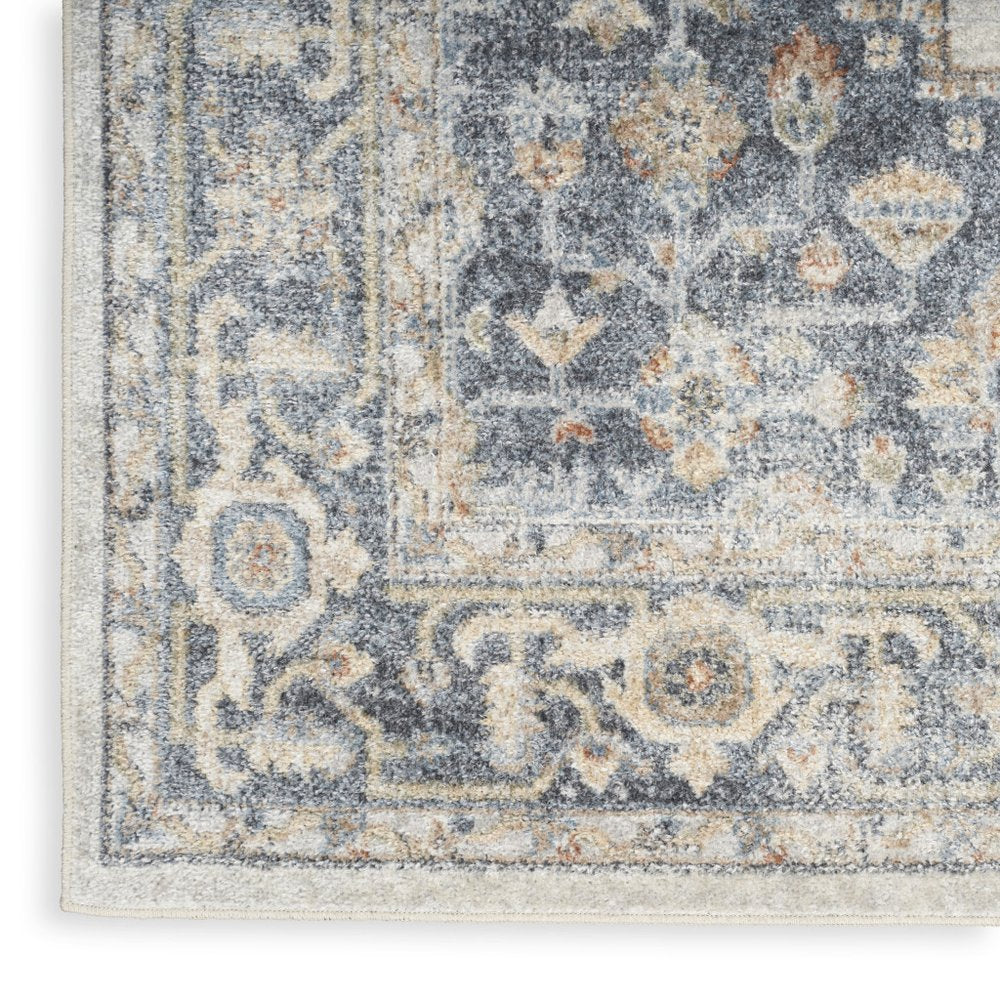 5' X 7' Gray Oriental Power Loom Distressed Washable Area Rug