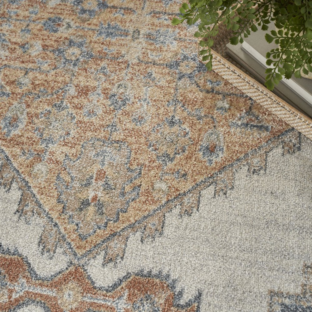 5' X 7' Gray Oriental Power Loom Distressed Washable Area Rug