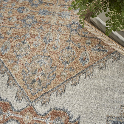 5' X 7' Gray Oriental Power Loom Distressed Washable Area Rug