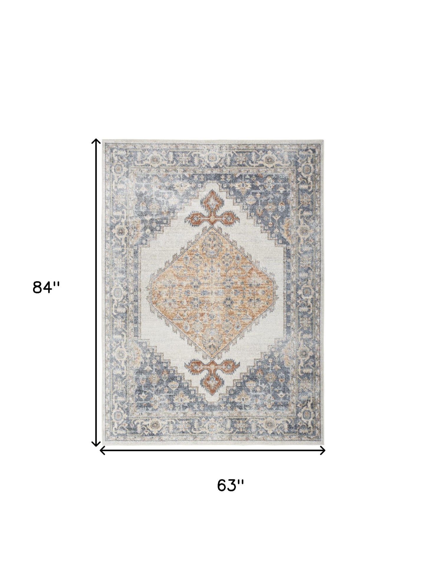 5' X 7' Gray Oriental Power Loom Distressed Washable Area Rug