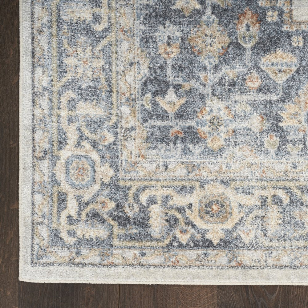 3' X 5' Gray Oriental Power Loom Distressed Washable Area Rug