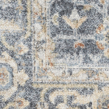 3' X 5' Gray Oriental Power Loom Distressed Washable Area Rug