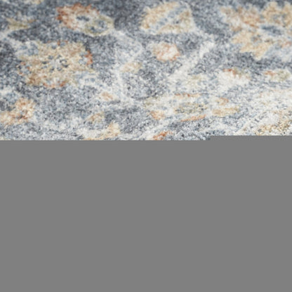 3' X 5' Gray Oriental Power Loom Distressed Washable Area Rug
