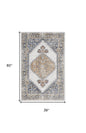 3' X 5' Gray Oriental Power Loom Distressed Washable Area Rug