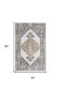 3' X 5' Gray Oriental Power Loom Distressed Washable Area Rug