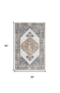 3' X 5' Gray Oriental Power Loom Distressed Washable Area Rug