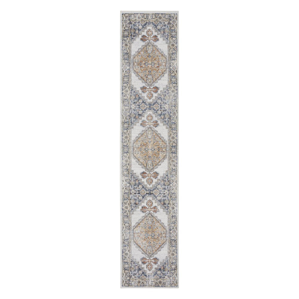 10' Gray Oriental Power Loom Distressed Washable Runner Rug