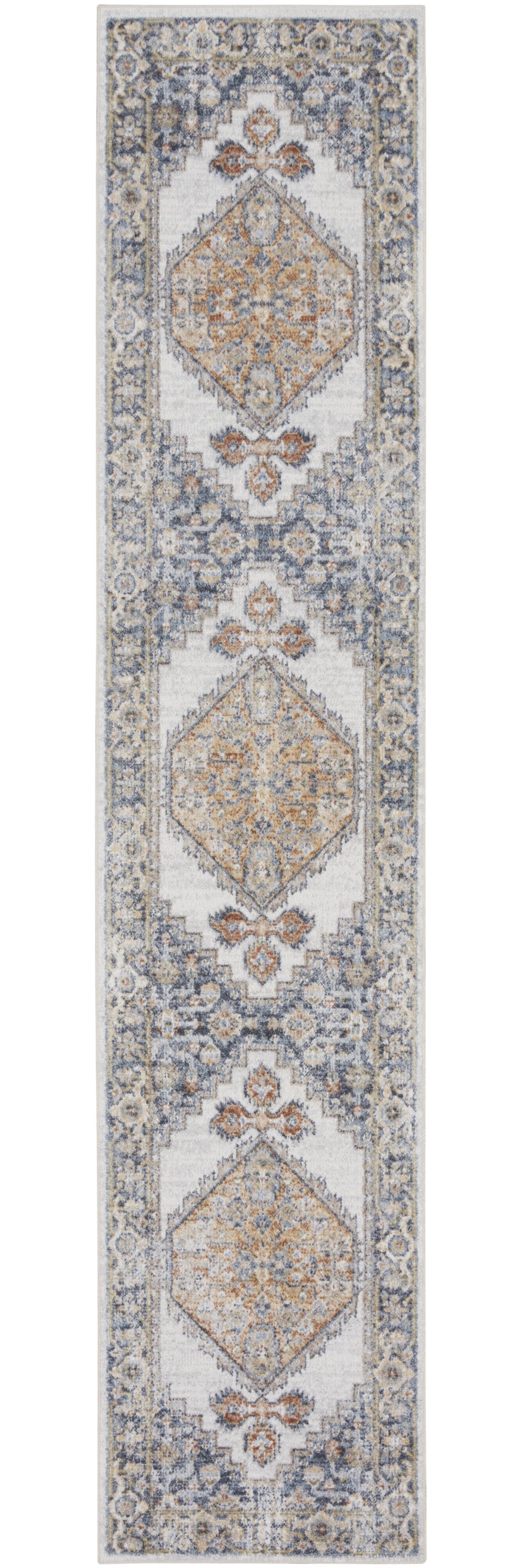 10' Gray Oriental Power Loom Distressed Washable Runner Rug