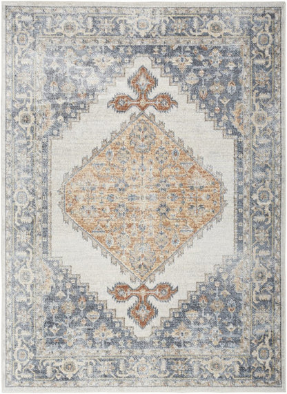 4' X 6' Gray Oriental Power Loom Distressed Washable Area Rug