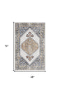 4' X 6' Gray Oriental Power Loom Distressed Washable Area Rug