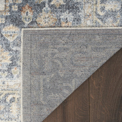 7' X 9' Gray Oriental Power Loom Distressed Washable Area Rug